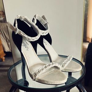 Black and White Heeled Sandals